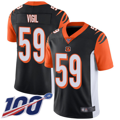 Cincinnati Bengals Limited Black Men Nick Vigil Home Jersey NFL Footballl #59 100th Season Vapor Untouchable->youth nfl jersey->Youth Jersey
